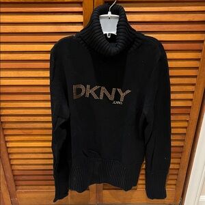 DKNY Black Ribbed Turtleneck Sweater